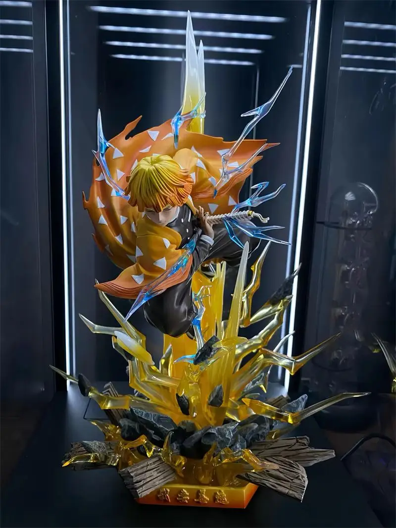 30cm Anime Demon Slayer Figure Agatsuma Zen’Itsu Luminous Double Headed Statue Action Figure Model Trend Toys birthday Gift