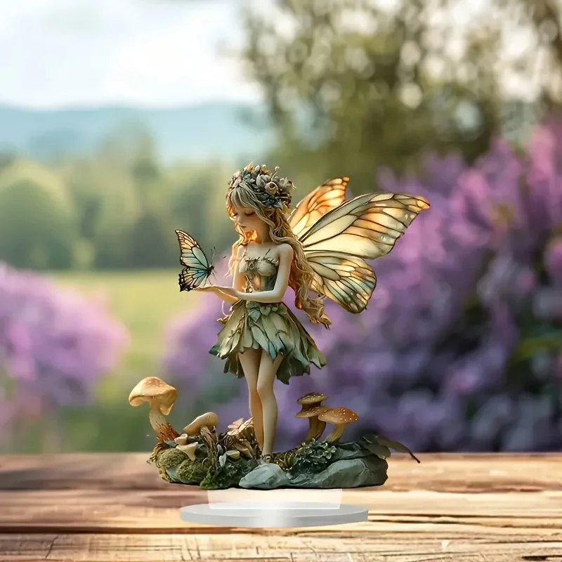 1 Piece Bohemian Fairy Statue/2D Acrylic Desktop Decoration/with Stand, Suitable for Home and Office Fairy Garden Decoration