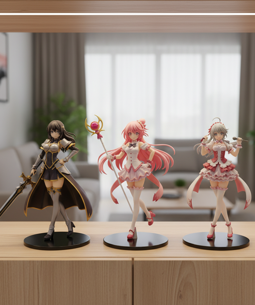 Side-by-side comparison of 1/8, 1/7, and 1/6 anime figure sizes