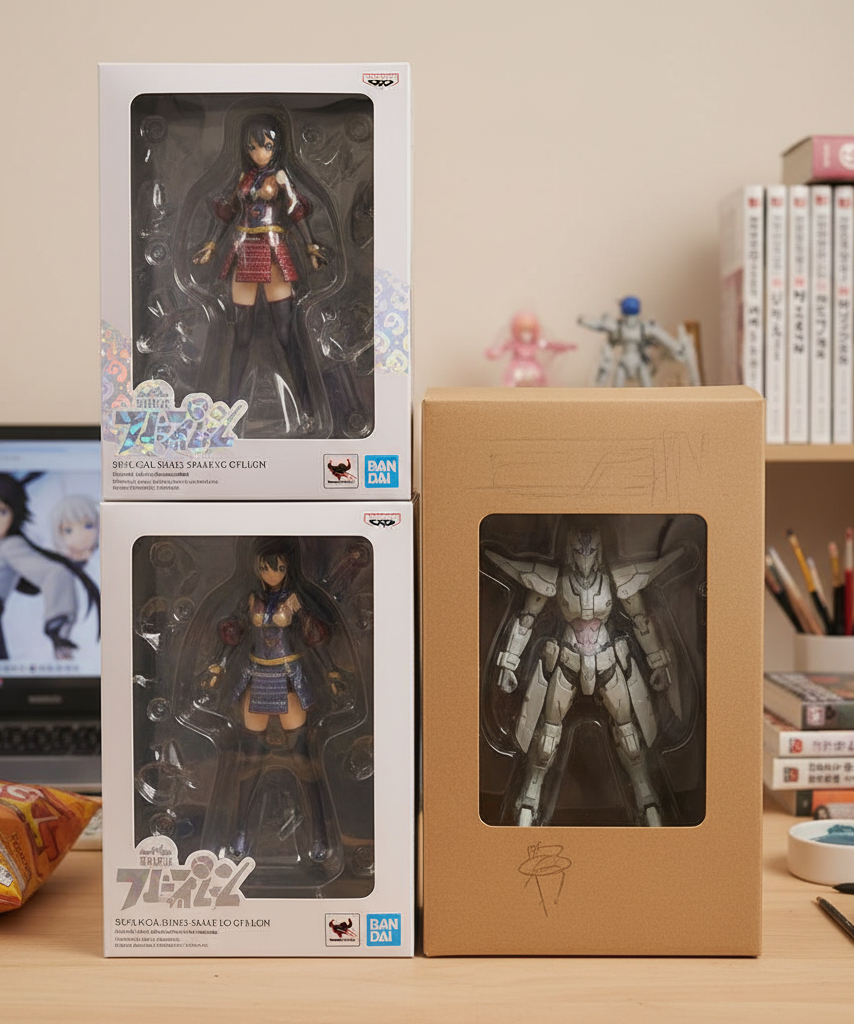 Collectors comparing licensed and unlicensed anime figure presentation