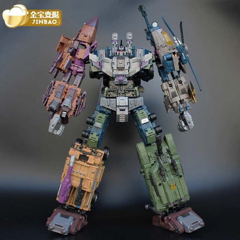 JinBao Bruticus Transformation Cool Anime 5 in 1 Action Figure Robot Car Military Tank Model Toys Gifts Onslaugh Oversize 43CM