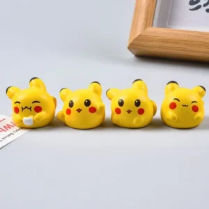 4pcs Pikachu Anime Cartoon Cute Decompression Healing Computer Desktop Mini Ornament Model Doll Figures Cute Toy Car Decoration