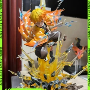 35CM Demon Slayer Figure Agatsuma Zenitsu Double Heads with LED Anime Statue PVC Action Figurine Decoration Model Toys Xmas Gift
