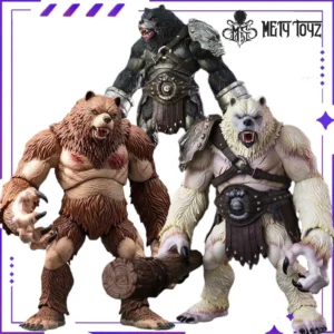 METYTOYZ Original Brown and White Bear Man Panda Warrior Broken Claw Mobile Doll Model Handmade Toy Ornament Gift Collection