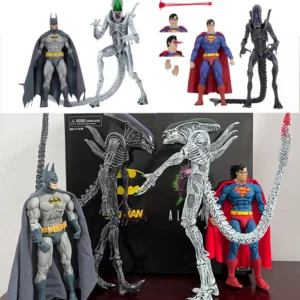 2pcs Anime Batman Superman VS Alien Xenomorph NYCC Action Figure NECA Supermen Batman Figure Collectible Model Toys Gifts