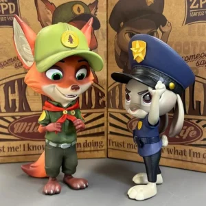 Movie Zootopia Animals Rabbit Judy Fox Nick Car Office Decoration Disney Action Figure Model Toys for Birthday Christmas Day