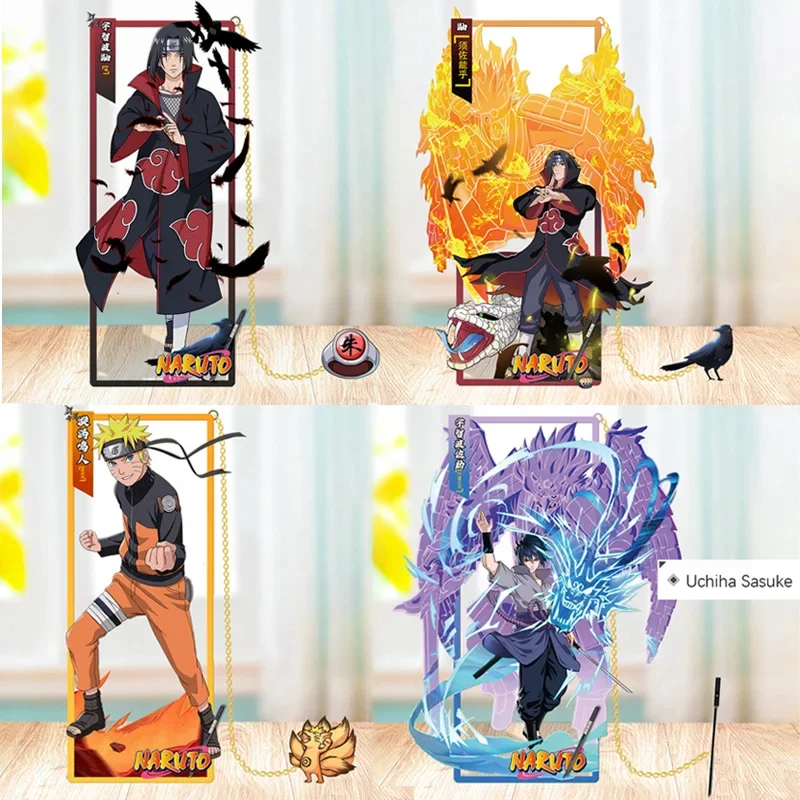 Anime Naruto Metal Bookmarks Cartoon Sasuke Itachi Kakashi Action Figures Collection Card Book Marks Toys for Children Gifts