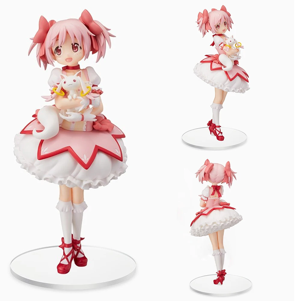Anime Kaname Madoka Figure Standing Pose Action Figure Kyuubey kawaii model desktop ornaments Collection child toy Gifts 17cm