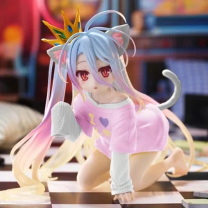 10cm No Game No Life Anime Figure Desktop Cute Cat Ear Shiro Action Figure Room Decorations PVC Collection Model Doll Toys