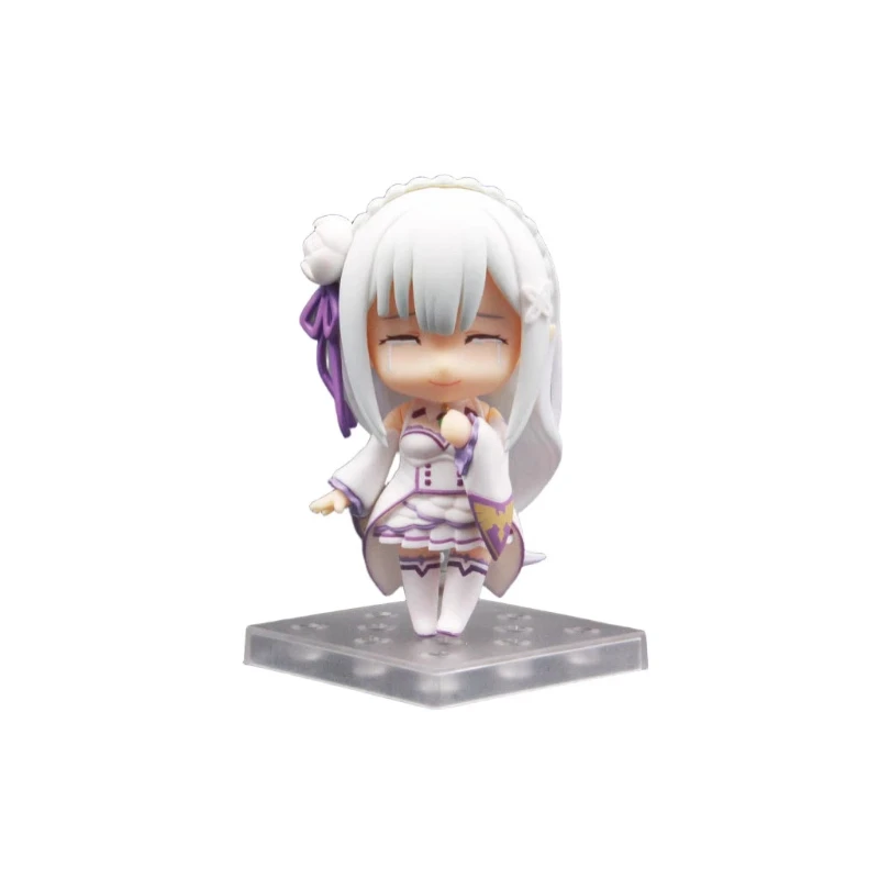 Re:Zero Emilia 751 Q Version Nendoroid Posable Anime Figure With Face Swap Toys Cute Doll Collectible Desktop Decoration Gifts