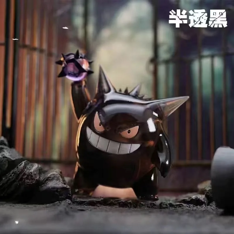 Pokemon Trendy Translucent Black Gengar Figure With Shadow Ball Anime Collectible Statue Desk Decor For Pokemon Fans Collectors