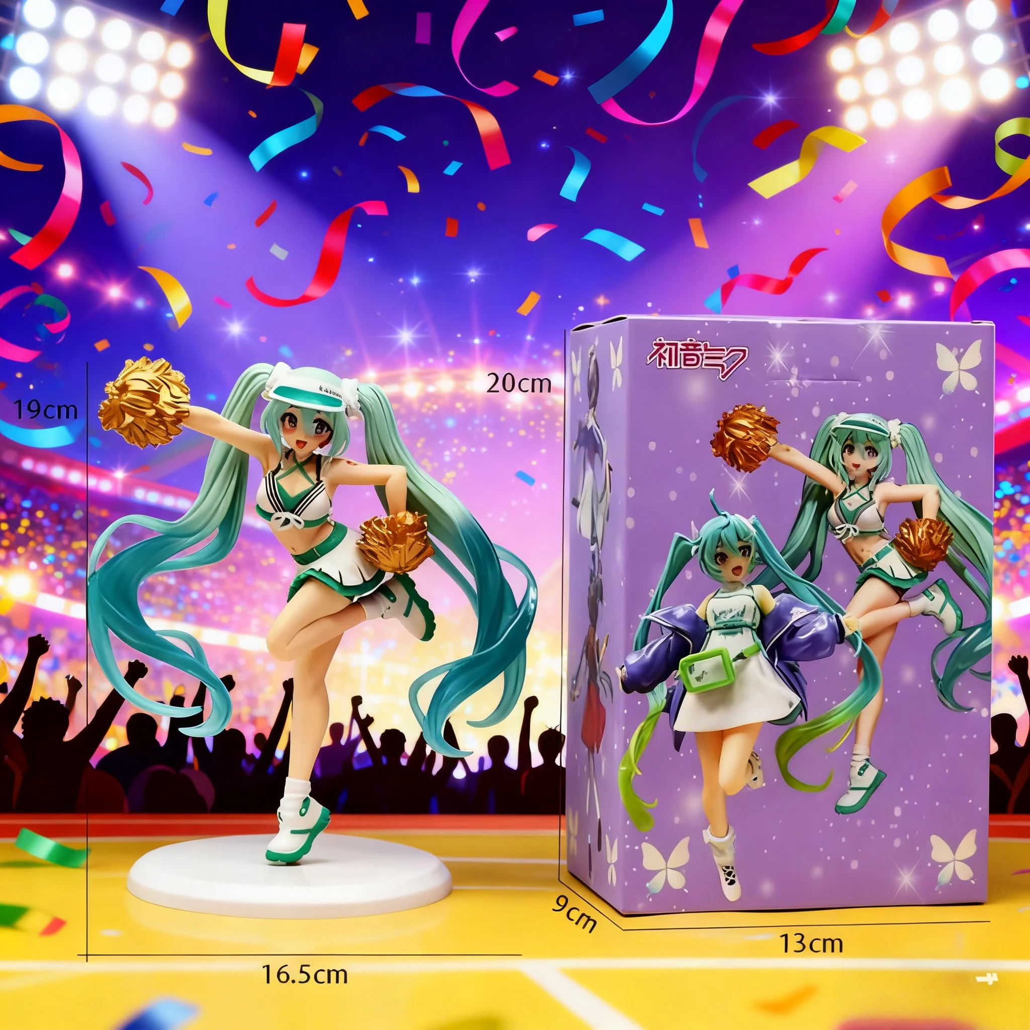 2025 New 18cm Fashion Hatsune Miku Cheerleader Collection Decoration of PVC series models of ornaments