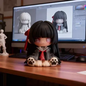 New Wuthering Waves Chisa Cute Version Sitting Pose Anime Figure Model Statue Collection Desktop Decoration Ornament Toy Gift