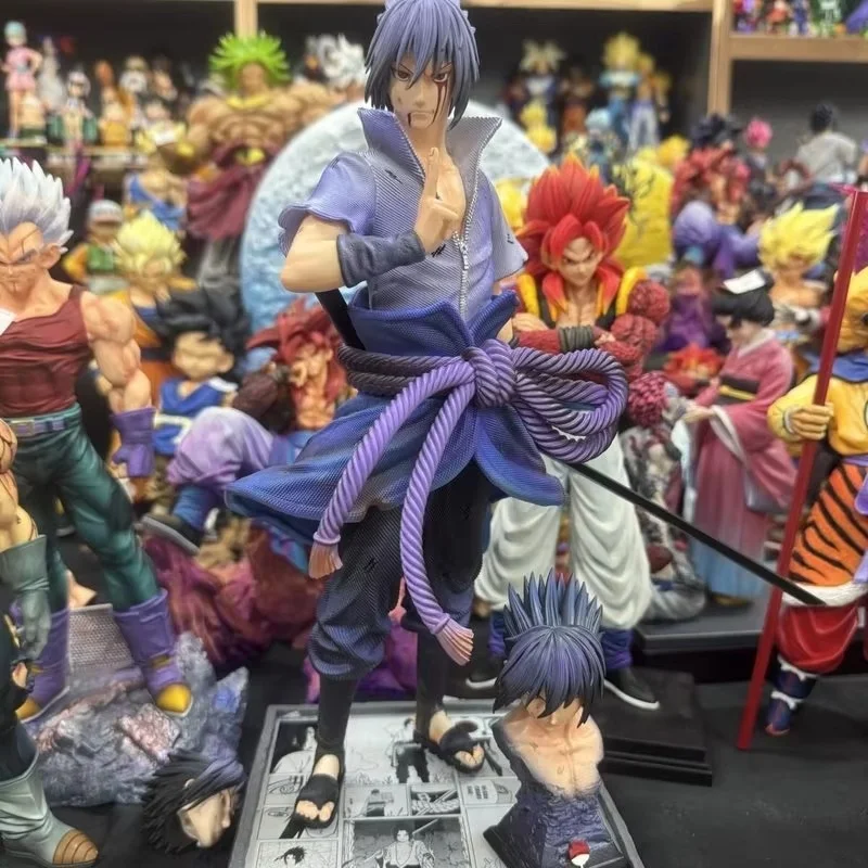 In-Stock Uchiha Sasuke Double Headed Glowing Figurine Anime Sculpture Exquisite Desktop Decor Collectable Toy Gift For Fans