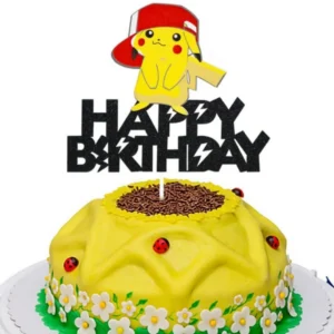Pokemon Cake Topper Pikachu Happy Birthday Cake Toppers Decorations For Baby Shower Kids Boys Girls Birthday Party Supplies Gift