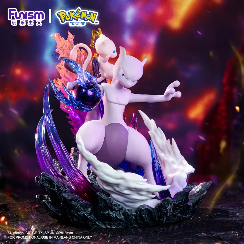 Pokemon Anime Action Figures Mewtwo And Mew Funism Original Genuine Home Model Figurine Desktop Collection Ornaments Toy Gift