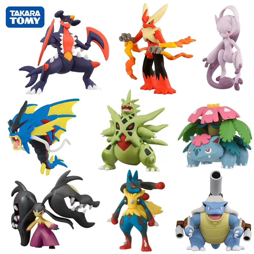 TAKARA TOMY Pokemon Original Figure Model Toy Mega Gyarados Blaziken Gaburias Absol Tyranitar Small Desktop Decoration Doll Gift
