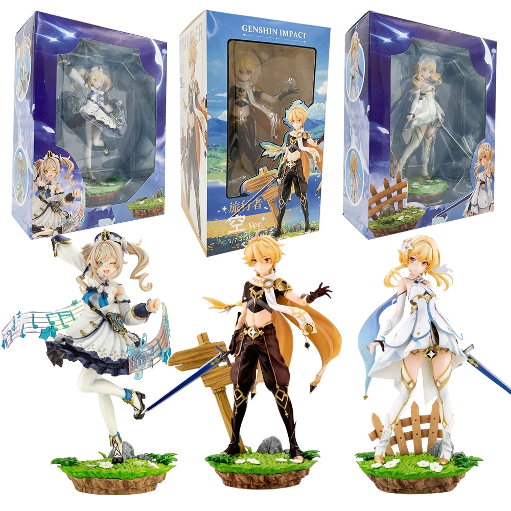 20cm Lumine Anime Game Figure Genshin Figure Barbara Aether Figurine Collectible Model Doll Toy Gift Action Figure PVC Boxed