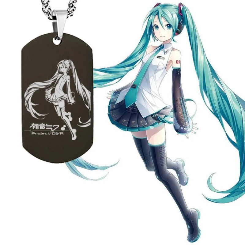 Hatsune Miku Necklace Miku Onion Powder Anime Peripheral Pendant Military Brand Two Dimension Birthday Gift for Girlfriend