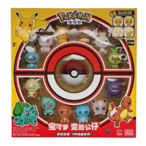 Genuine Pokemon Face Changing Figures Pikachu Charmander Bulbasaur Pokeball Anime Action Figure Model Toy Gift For Kids Fans