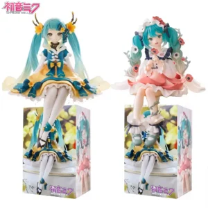 2Pcs Hatsune Miku Anime Figure Toy Flower Fairy Collection Miku Kawaii Cartoon PVC Action Figurine Model Doll Birthday Gifts Kid