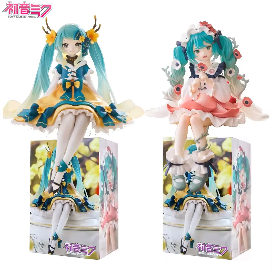 2Pcs Hatsune Miku Anime Figure Toy Flower Fairy Collection Miku Kawaii Cartoon PVC Action Figurine Model Doll Birthday Gifts Kid