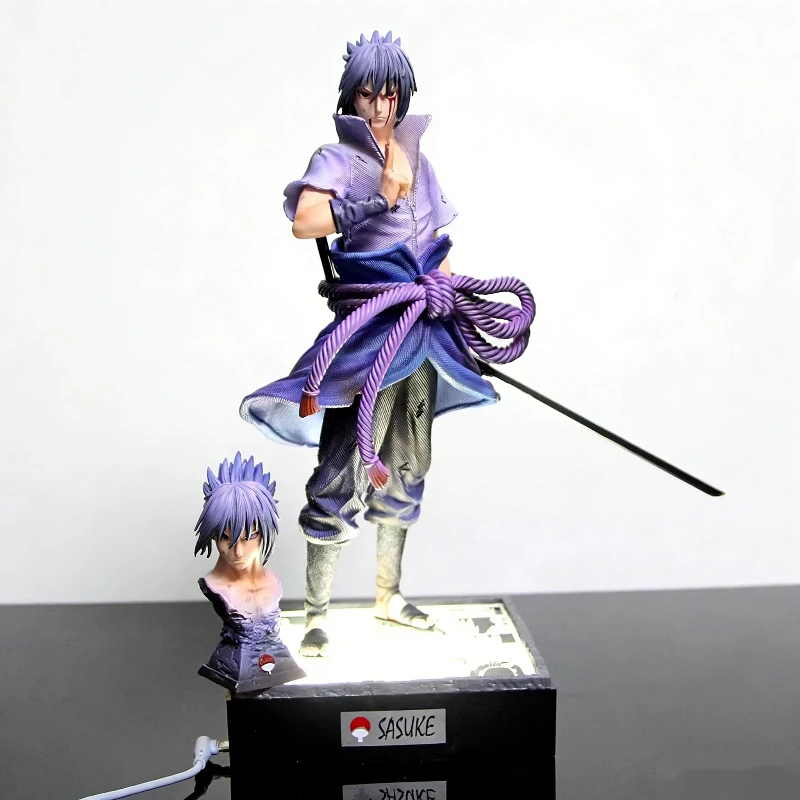 36cm Ninja Anime GK Uchiha Sasuke Rebirth 2.0 Two Headed Action Figure Light Up Base Collectible Model Statue Toy Ornament Gift - Image 3