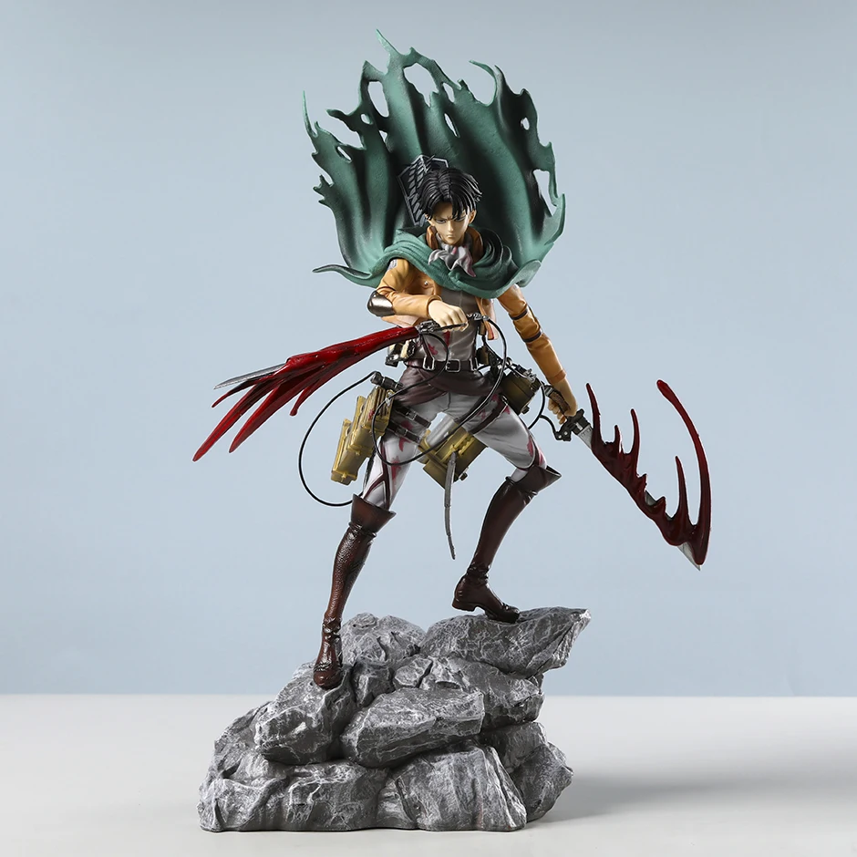 Mikasa Levi Ackerman Battle Damage Ver PVC Anime Figure Collectible Statue Doll Model Gift Toy Decor