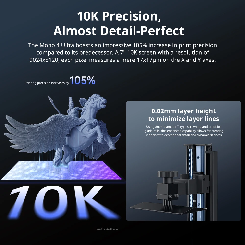 ANYCUBIC Photon Mono 4 Ultra LCD 3D Printer 7″ 10K High Precision UV Resin 3D Printing 2.2L Build Volume Size 236mm*231mm*430mm