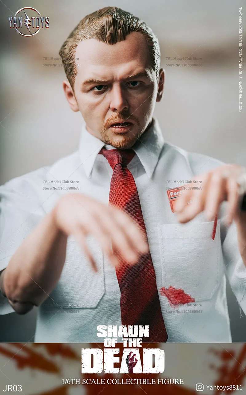 YANTOYS JR03 1/6 Scale Collectible Shaun of the Dead Simon Pegg 12Inch Male Solider Action Figure Full Set Model Toys for Fans