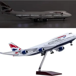 47cm British Airways B747-400 Large Airplane Model 1:150 Scale Resin Die-Casting Aircraft With Wheels LED Light Office Decor