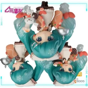 GSC Original Genuine Vocaloid Nendoroid 2339 Hatsune Miku Snow Miku Winter Feast Ver 10cm Collections Model Toy Figure Xmas Gift