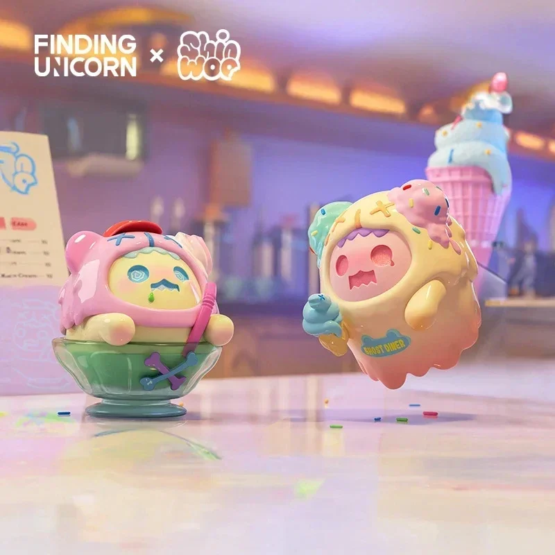 Shinwoo Ghost Diner Series Mini Figurinestoys Cute Action Anime Figure Kawaii Mystery Toys Model Designer Doll Ornaments Gifts