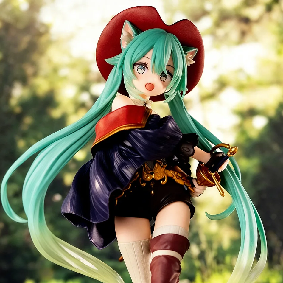 19cm Hatsune Miku Desktop Cute Action Figure Tale Wonderland Miku Puss in Boots Anime Figurine Kawaii Girl Model Toy Adorable - Image 6