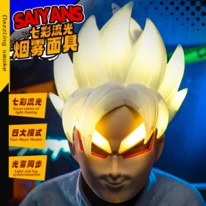 Dragon Ball Super Saiyan Light-Up Mask - Wearable Full Face Cosplay Mask, Viral LED Transformation Toy Fans Collectible