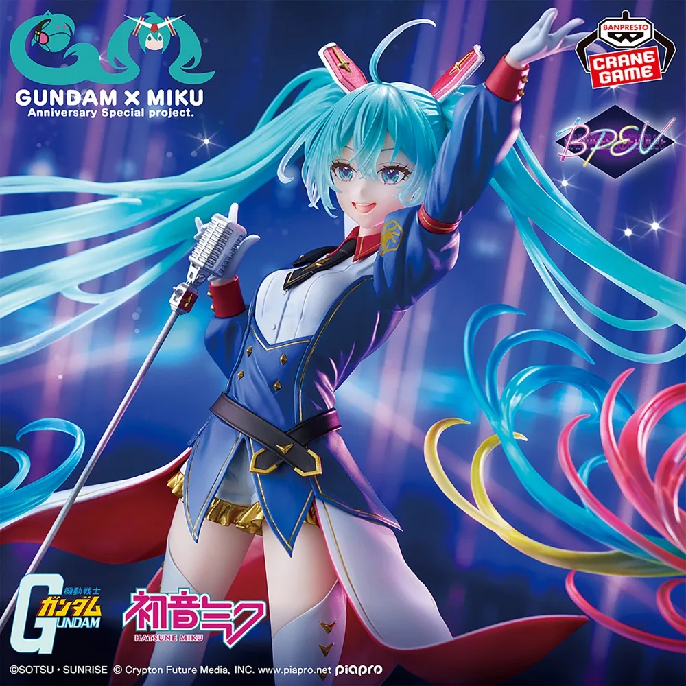 In Stock Bandai Original Genuine BPEV Banpresto Evolve Gundam Collaboration Hatsune Miku 21cm Collections Model Toy Figures Gift