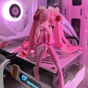 Hot Hatsune Miku Anime figure Pink dress model action figures toys Cherry pink PVC cherry blossom decoration collect Model gifts