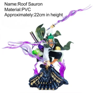 22CM One Piece Anime Action Figure Roronoa Zoro Three Sword Style Roof Scene PVC Collection Model Statue Toy Gift