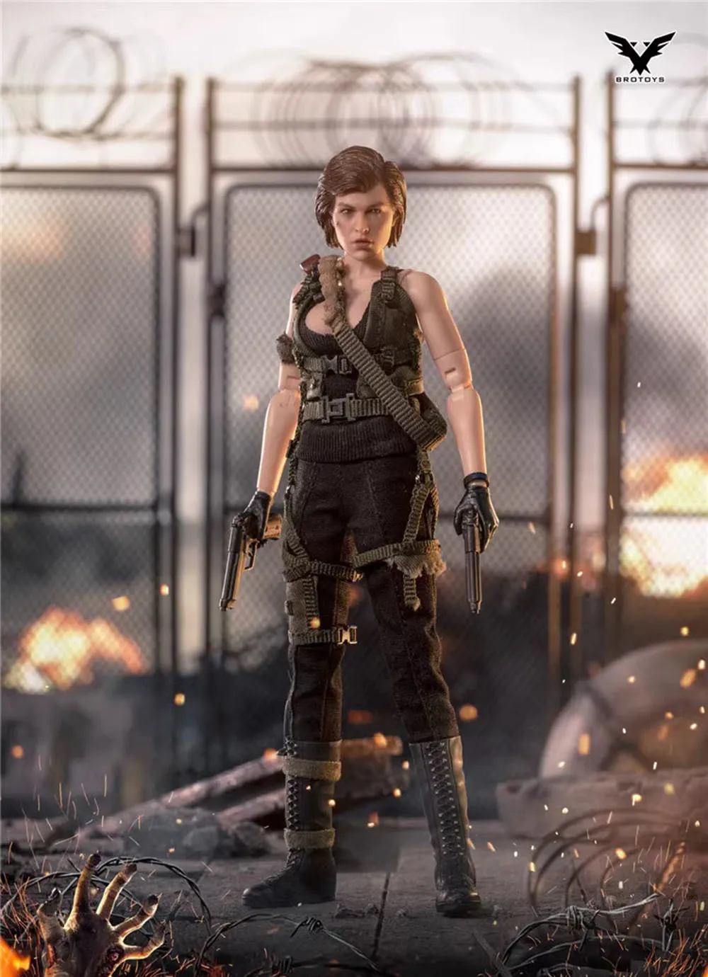 BROTOYS LR004 Women Soldier Charactor Toys Alice Player Residents of the Full Evil Set Moveable Action Figure with Platform 1/12