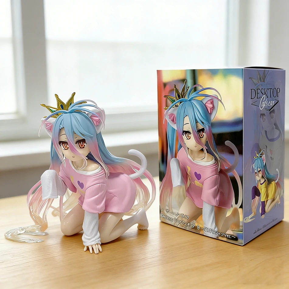 No Gifts PVC Game No Life Anime Figure Desktop Cute Cat Ear Shiro Action Figure Room Decorations Collection Model Doll Toy