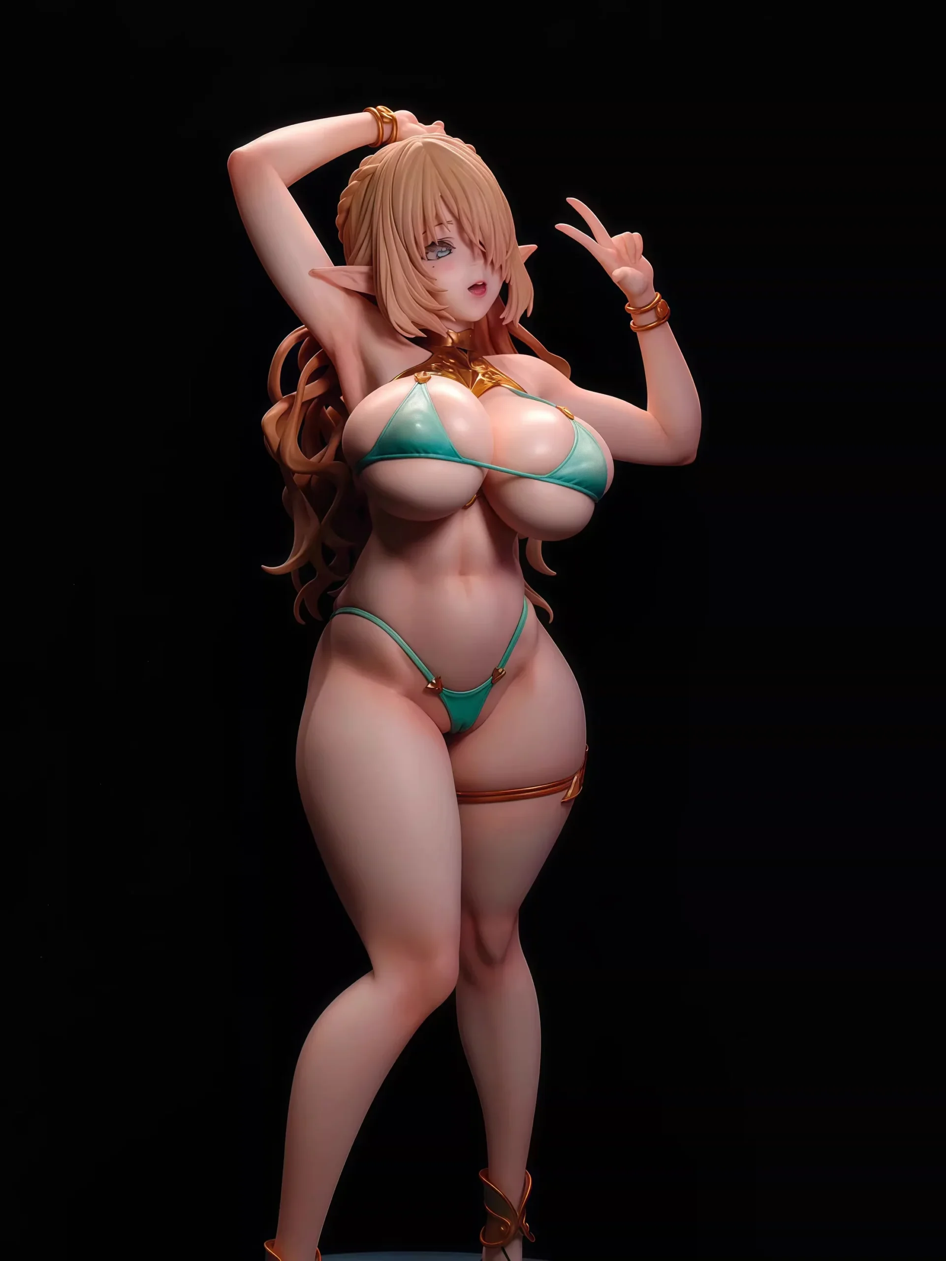 Elf Village Cecil Bathing Ver. GK Statue – Anime Figure Desktop Scene Model Elf Girl Collectible Gift & Trendy Art Toy