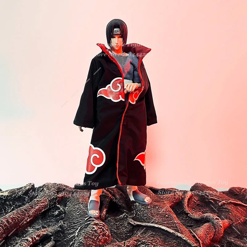 1/6 Men Soldier Uchiha Madara Windbreaker Uchiha Itachi Akatsuki Robe Naruto Red Cloud Cloak Fit 12Inch Action Figure Body