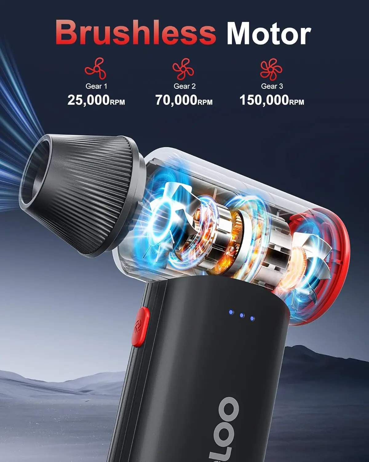 Rechargeable Electric Air Duster, 150000RPM High-Speed Blower for PC, Car & Home Cleaning, Cordless Portable Design