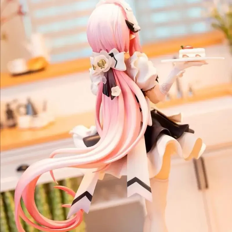 New Honkai 3 Game Figure Elysia Coffee Maid Carrying A Cake Pvc Gk Model Statue Collection Doll Desktop Decoration Toy Gifts