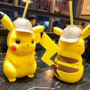 Pokemon Pikachu Water Cup Anime Figure Movie Straw Cup Pikachu Cup Outdoor Detective Cosplay Toys for Friends Birthday Gift