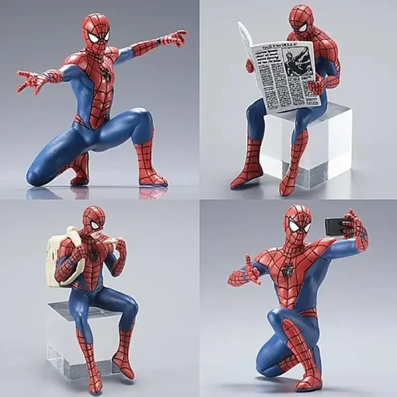 Daily Life Spider-Man Mini Figurine Spiderman Action Figure Computer Desk Desktop Decoration Toys Car Ornament Collectible