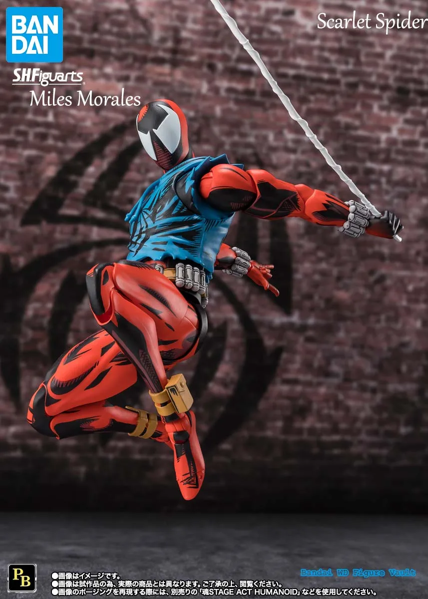 In stock Bandai S.H.Figuarts Scarlet Spider Miles Morales Spider-Man: Across the Spider-Verse Figures Model Genuine  Toy Gift
