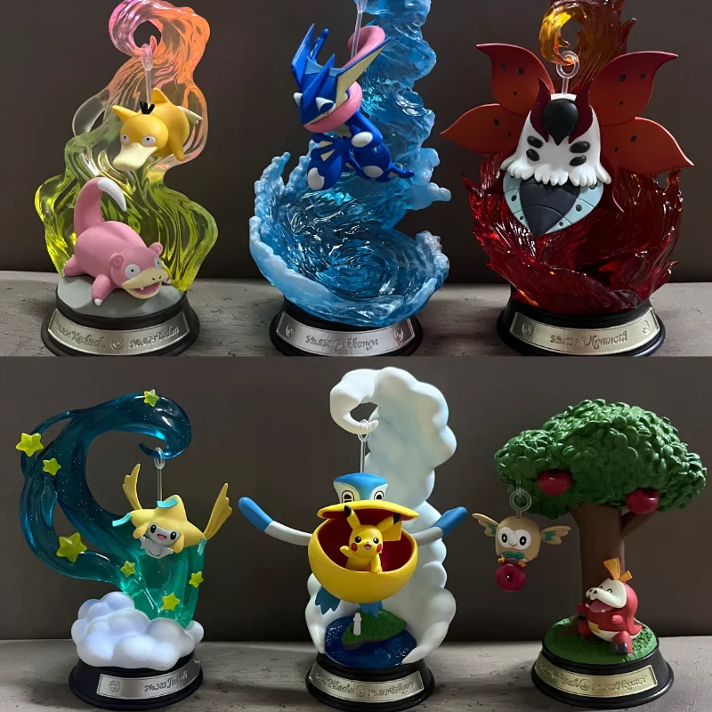 Genuine Re-Ment Pokemon Swinging Swing Collection 3 Pikachu Jirachi Greninja Anime Action Figure Model Decor Toys Birthday Gift