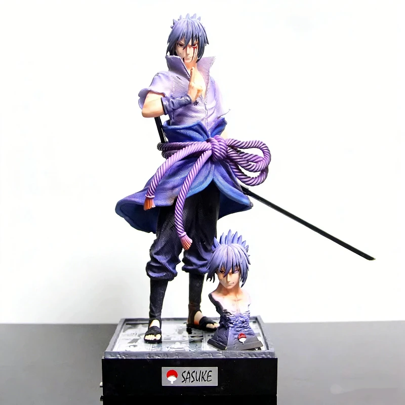 36cm Ninja Anime GK Uchiha Sasuke Rebirth 2.0 Two Headed Action Figure Light Up Base Collectible Model Statue Toy Ornament Gift - Image 7