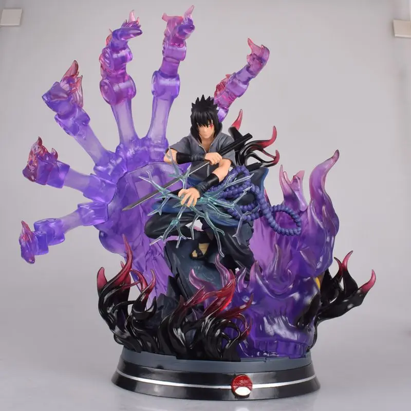 34cm New NARUTO Anime Figure Uchiha Sasuke Uzumaki Naruto PVC Model Scene Statue Desktop Ornaments Kids Birthday Gifts Toys